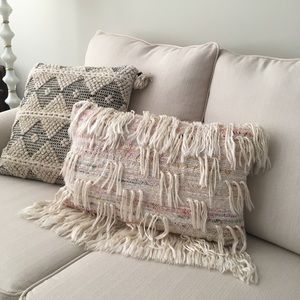 Plush Knit Boho Fringe Decorative Throw Pillow